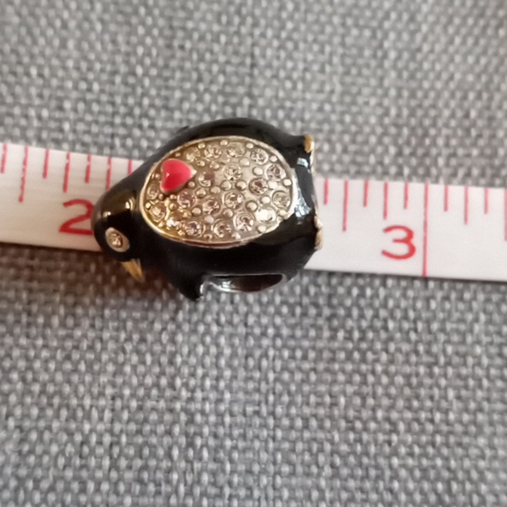BRIGHTON PENGUIN BLACK ENAMEL AND WHITE CRYSTAL BEAD - Picture 7 of 8